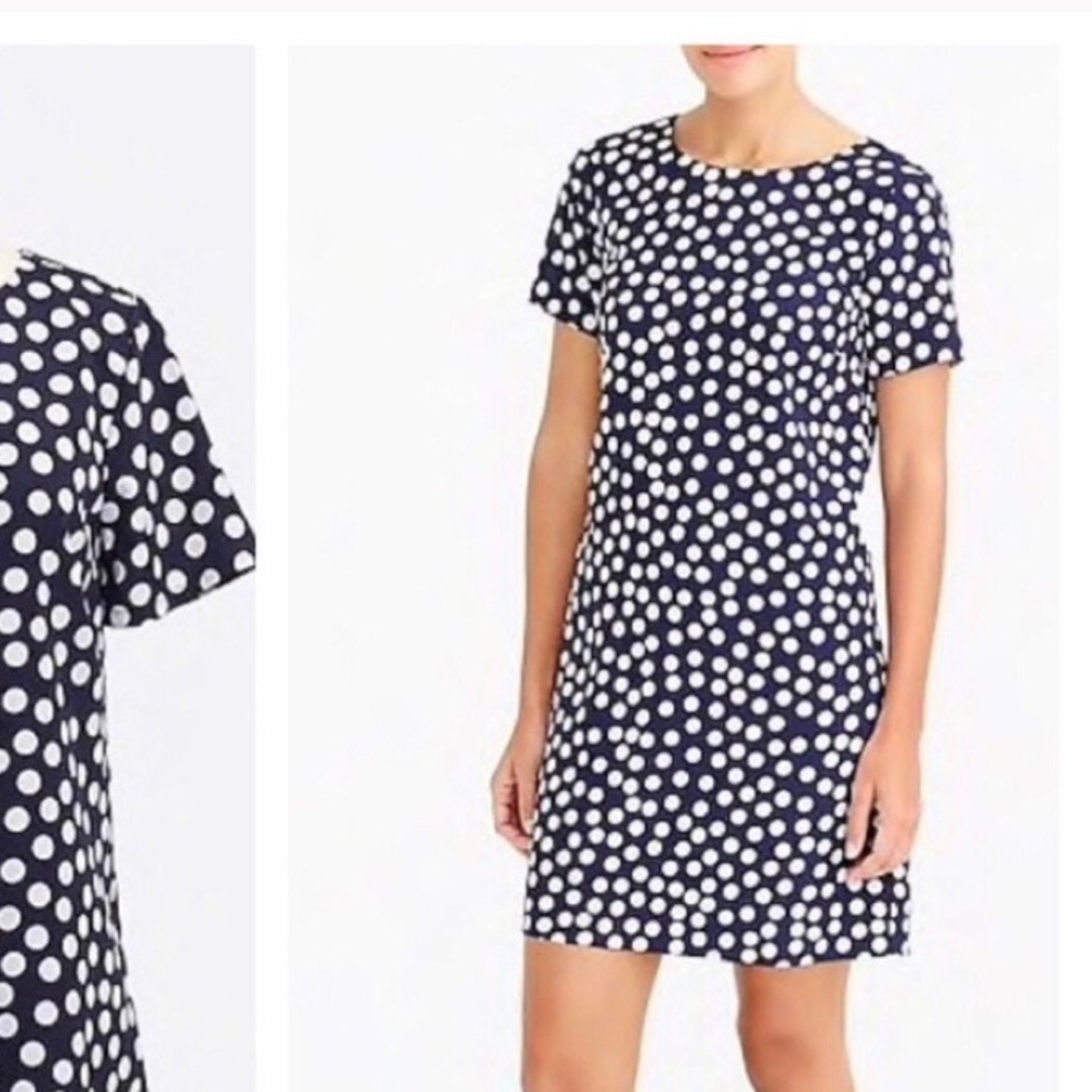 J Crew , Shift  midi Dress Polka Dots  💙size 4